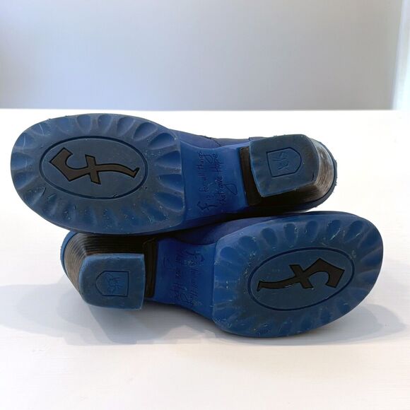 John Fluevog Women's Hopefuls Rosy Buffed Toe Blue Leather Booties US Size 8 - Picture 7 of 10